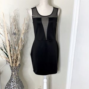 Black and sheer mini dress